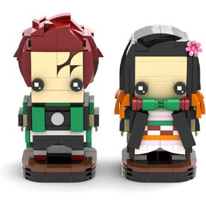 MOOXI-MOC Anime Brick Mini Headz Tanjirou and Nezuko Building Set,Creative Cute Building Blocks Children Kits,Gifts for Kids(381pcs)