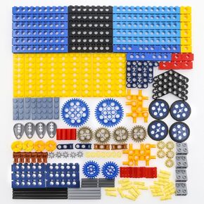196 Pcs Technical-Part Compatible with Technic Building Block Set, Beams Tires Axles Gears and Pins, MOC Replacement Kit for Technical Building Blocks