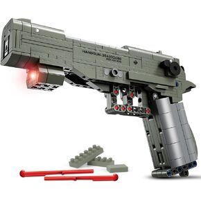 Finger Rock Gun Building Blocks Sets, 1:1 Simulation Shooting Toy M92F Pistol Model Building Kit, Rifle Weapon Collectible Gift for Military Enthusiasts, Adults Kids 14+ (360 pcs)