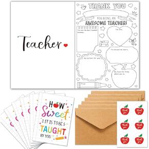 6 Set Teacher Appreciation Gifts Cards for Teachers Rainbow Apple Thank You Gift Cards for Graduation(Graduation)
