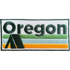 Oregon Patch - Retro Camping 100% Embroidery Sew or Iron-on Oregon Patch (4" x 1 7/8")