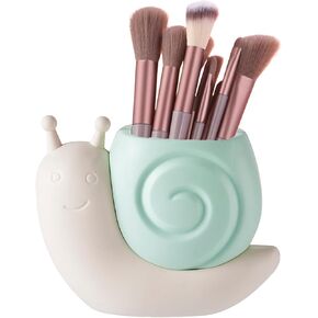 Cute Snail Makeup Brush Holder,Snail Pen Holder,Toothbrush Holder,Multi Functional Storage Box,Decorations for Offices, Homes, and Bathrooms (Pink)