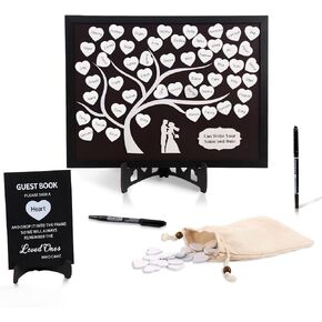 حفل زفاف حفل زفاف حفل زفاف الحب Tree Personalized Wedding Guest Book بديل مغناطيسي 80pcs قلوب خشبية للاحتفال بالذكرى الداخلية والخارجية في الهواء الطلق