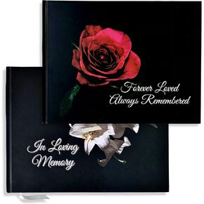 Funeral Guest Book | Memorial Guest Book | Guest Book for Funeral Hardcover | Guestbook for Sign in, Celebration of Life Memorial Service | Funeral Guest Sign Book with Memory Table Card Sign Included