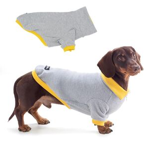 Dachshund Dog Turtleneck Sweater, Adjustable Polo Collar with Zipper, Two-Legged Warm Double Fleece Stretchy Clothes for Mini Dachshunds (Large)