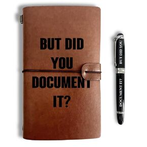 Razpah But Did You Document It Leather Journal, Engraved Gift Pen, Ballpoint Pen, Office Gift, HR Office Gift, Leather Notebook and Pen Gift for HR, 160 Pages Notebook, Christmas Gift