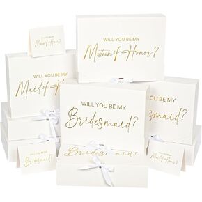 8Pack Large Bridesmaid Proposal Boxes with Bridesmaid Card, Will You Be My Bridesmaid Box with Ribbon, Maid Matron of Honor Proposal Box for Bridesmaid Proposal Gifts (12×9.8×3.1 Inch)