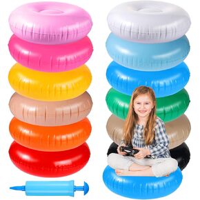 12 Pcs Flexing Seating for Classroom Elementary Inflated Wobble Cushion Wiggle Seat with Pump for Sensory Kids and ADHD Kids Portable Sensory Cushion Seat for School Classroom Home Office Yoga