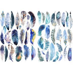 Seasonstorm Blue Feather Kawaii Aesthetic Pastel Art Agenda Journal Planner Stationery Stickers