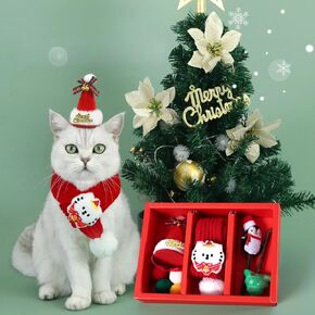 مجموعة هدايا عيد الميلاد للقطط المتماسكة ، و Santa Hat ، و Catnip Chew Stick ، ​​و Soft Toy Ball
