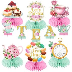 Floral Tea Time Themed Party Decorations, 11pcs Princess Tea Party Honeycomb Centerpieces for Table Decor, Flower Theme Decorations for Baby Shower Party Mother's Day Tea Party Supplies