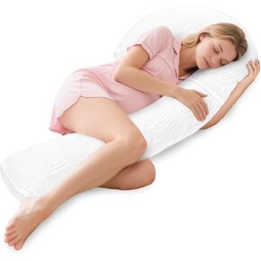 Pregnancy Pillows for Sleeping, E Shaped Maternity Pillow for Pregnant Women with Adjustable Wedge Pillow, 48 Inch Full Body Memory Foam Pillow for Side Sleeping with Washable Cover, Pink Velvet