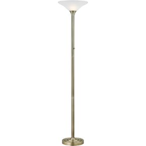 Artiva USA Classic Coordinates, 150W 71-Inch LED Torchiere Floor Lamp with Hammered Glass, Antique Brass, Dimmable