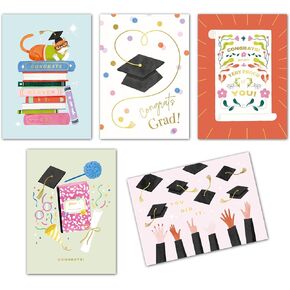 Gooji 10 Pack Graduation Cards Bulk for High School or College Graduation Card Assortment - 5"x7" Premium Designs for Graduates, Congratulatory Messages, and Well Wishes, You Did It, Her, Son, Girl, Nephew