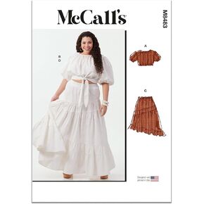 McCall's Women's Crop Tops and Asymmetric Skirts Sewing Pattern Packet, Design Code M8483, 30W-32W-34W-36W-38W, Multicolor