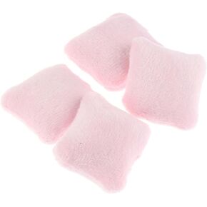 Vaguelly 4pcs Dollhouse Pillow Accessories Miniature Throw Pillows, Armchair, Bedding Set in Pink Flannel