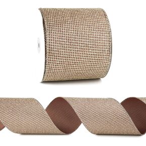Moss Green and Gold Ribbon Wired 4" x 10 Yards Green with Champagne Gold Glitter Mesh Wired Ribbon for Christmas Tree Decoration, Wreaths and Garlands, Gift Wrapping, Home Decor,Crafts