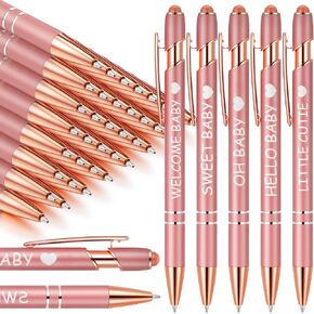 Perkoop 30 pcs أقلام استحمام الطفل فورات كبيرة من الذهب الذهب الذهب قلم القلم قابلة للسحب الحبر الحبر 2 في 1 القلم المعدني للضيوف هدايا ألعاب الحفل