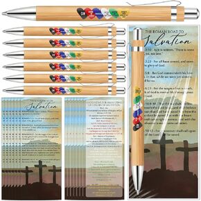 36 Mothers Day Christian Gifts Bulk Romans Road Bookmark Religious Pens Retractable Bamboo Bible Verse Pens Gifts for Church Women Teacher Nurse