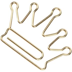 Wal Front 10pcs Creative Crown Gold Lockmark Clips ، 1.4 "× 1.2" مقاطع ورقية معدنية