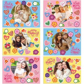 مجموعة 9 سعيد عيد الأم DIY Paper Picture Frame Framps for Classroom و Mother's Day Crafts for Kids ، Home Mothers Day Higds من Kids و Preschool Arts and Crafts Kit مع ملصقات الزهور
