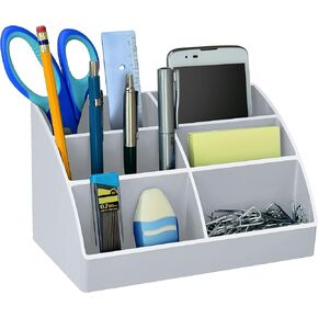 Acrimet Desktop Organizer - Easy Organizer Caddy Holder for Office, Home and School use (Plastic) (White Color)