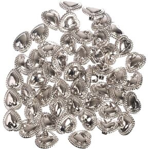 Mibo Buttons & Accessories 25pcs ABS Metal Plated Shank Button -Embossed Heart Shape with Braided Rim - 24L(15mm) - Nickel