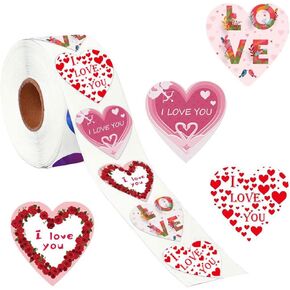 500 PCS عيد الحب ملصقات القلب الأحمر 1.5 بوصة حب ملصقات القلب ديكورات للذكرى السنوية ، الزفاف ، عيد الأم عيد الأم ، دفتر القصاصات مظاريف صناديق هدية علامات الهدية （4 تصميمات）