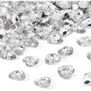 PANDAHALL 100PCS 2 ثقب أكريليك بلوري واضحة الراين الخياطة أزرار التثبيت مجوهرات HEARTER HEART 1/2 بوصة الوجه: 1 مم