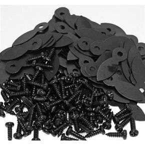 Heavy Duty 100 Pack 1" Black Plated Flat Turn Buttons with 100 Black Plated 3/8"x4 Screws