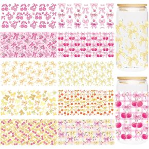 زهرة UV DTF Cup Wraps - 10 ورقة من الأزهار الأشعة فوق البنفسجية DTF نقل ملصقات نقل الأزهار البرية UVDTF للكأس للزجاج ، عباد الشمس Daisy مقاوم للماء ، حرفة DIY