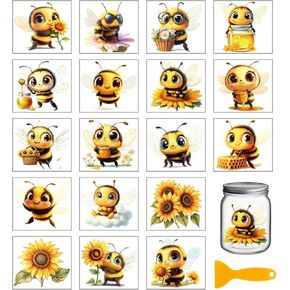 Globleland 18 Sheets Cute Bee Rust on Transfer 3.9x3.6inch Colorful Ensect Flower