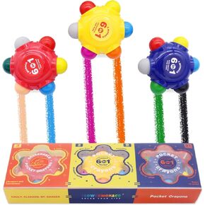 Lebze 9 Colors Crayons القابلة للغسل مع ممحاة للأطفال الصغار ، من السهل حمل تلوين للأطفال الذين تتراوح أعمارهم بين 3 سنوات ، 3 جيب أقل ، آمنة للطفل والأطفال ، ومدرسة الفن ، زهرة موناكو