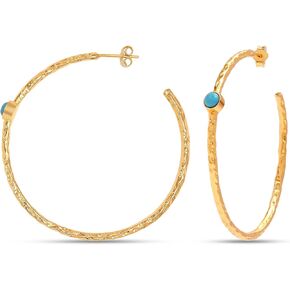 LeCalla ALL Made of 925 Sterling Silver Earrings Hoops Jewelry Medium Large Italian Gold-Plated Antique Twisted Diamond-Cut Open Half C Hoops Earring for Women
