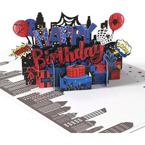 Spider Pop Up Card, 3D Happy Birthday Cards Spider Theme Greeting Cards with Envelopes Note Tag Unique Birthday Gifts for Boy, Kids, Son, Grandson, Friend, Man