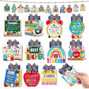 Kigley 12 PCS Wooden Teacher Enduction Hift Card حامل بطاقة هدية الأكمام معلم الخشب شكرًا لك بطاقات الهدايا