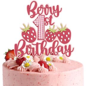 Berry 1st Birthday Cake Topper,Strawberry Cake Topper,strawberry cupcake Sweet One Party Decoration for Baby Girls-Daisy Decor