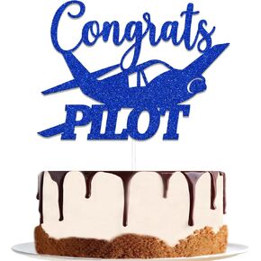 Congrats Pilot Cake Topper,Future Pilot,Adventure Awaits,Congrats USAF Party Cake Decor,Class of 2025 Military Air Force Academy Graduation USAF Retired Party Decor Supplies Blue