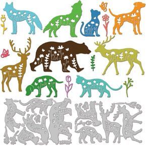 GLOBLELAND Flowers Animals Cutting Dies for DIY Scrapbooking Metal Cats Dogs Cut Dies Wildflowers Butterflies Die Cuts for Card Making Embossing Photo Album Craft Decor
