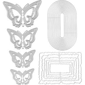 Butterfly Cutting Dies, Oval-Shaped & Rectangle Lace Frame Cutter Dies Cute Butterfly Paper Cards Cutting Dies Metal Die Cuts for Album Scrapbooking Art Card Making