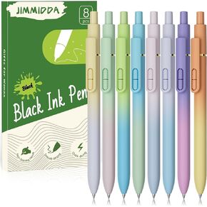 8 Pcs Ballpoint Pens Black Ink, Smooth Writing Retractable Pens Medium Point , Quick-dry Ball Pen for Journaling Note Taking, Cute Office School Supplies for Kids Adults（1.0mm, Aesthetic Gradient ）