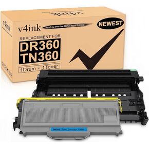 V4ink متوافق مع الأسطوانة + استبدال الحبر لـ Brother DR360 TN360 (1DRUM + 1TONER) مع DCP7030 DCP7040 DCP7045 HL2120 HL2140 HL2150 HL2170 MFC7320 MFC7340 MFC7345 MFC7450 MFC745. MFC7840