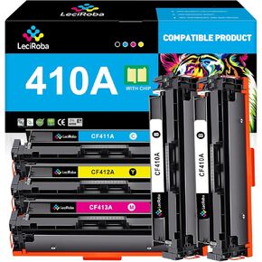 LeciRoba 410A Toner Cartridge Replacement for HP 410A CF410A CF411A CF412A CF413A for HP Color Laserjet Pro MFP M477fdw M477fdn M477fnw Pro M452dn M452nw M452dw Series Printer (2B/C/Y/M, 5 Pack)
