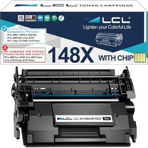 LCL 148x W1480X خرطوشة الحبر الأسود مع استبدال رقاقة لـ HP 148A W1480A 148X W1480X لـ HP LASERJET PRO 4001 4001N 4001DN 4001DW MFP 4101 4101FDN 4101FDW PRINTER (1-PACK)