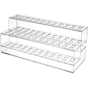 Garneck Acrylic Pen Display Holder Stand 2 Tier 48 Slots Makeup Brush Marker Organizer for Desk Eyebrow Pen Stand Art Brush Rack Makeup Brush Rack Organizer for Home Office Desk School Supplies