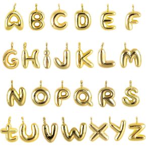 26pcs 18K Gold Filled A-Z Alphabet Letters Charms for Jewelry Making Gold Chunky Bubble Initial Letter Charm Pendant Beads,Gold Trendy Bubble Glitter Pendants for Women Bracelet Necklace Choker Making