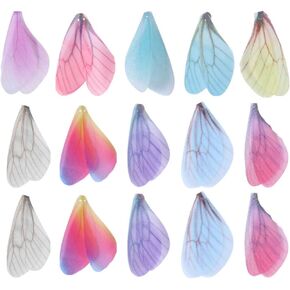 Nuobesty DIY Dragonfly Wings 100pcs ، فتاة امرأة تفضل سحر الفراشة المصنوعة يدويًا محاكاة قماش فن القماش للديكور - لون عشوائي