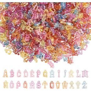 LiQunSweet 1000 Pcs AB Color Plated Acrylic Alphabet Chams Mixed Initial Letters Charm for Earrings Keychain Bracelet Necklace Jewelry Making