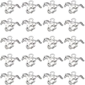 Sunnyclue 1 Box 120pcs Silver Horse Charm Charm Eversira Charms Bulk Tibetan Style Alloy Metal Vintage Running Animal Horses for Jewelry Making Diy Diy Netcleace Strainring Crrafting Comple