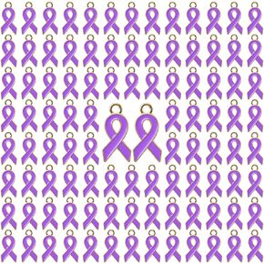 WANDIC Ribbon Pendants, Domestic Violence, Lupus, Alzheimers, Pancreatic Cancer Awareness Alloy Awareness Ribbon Charms for Jewelry Making